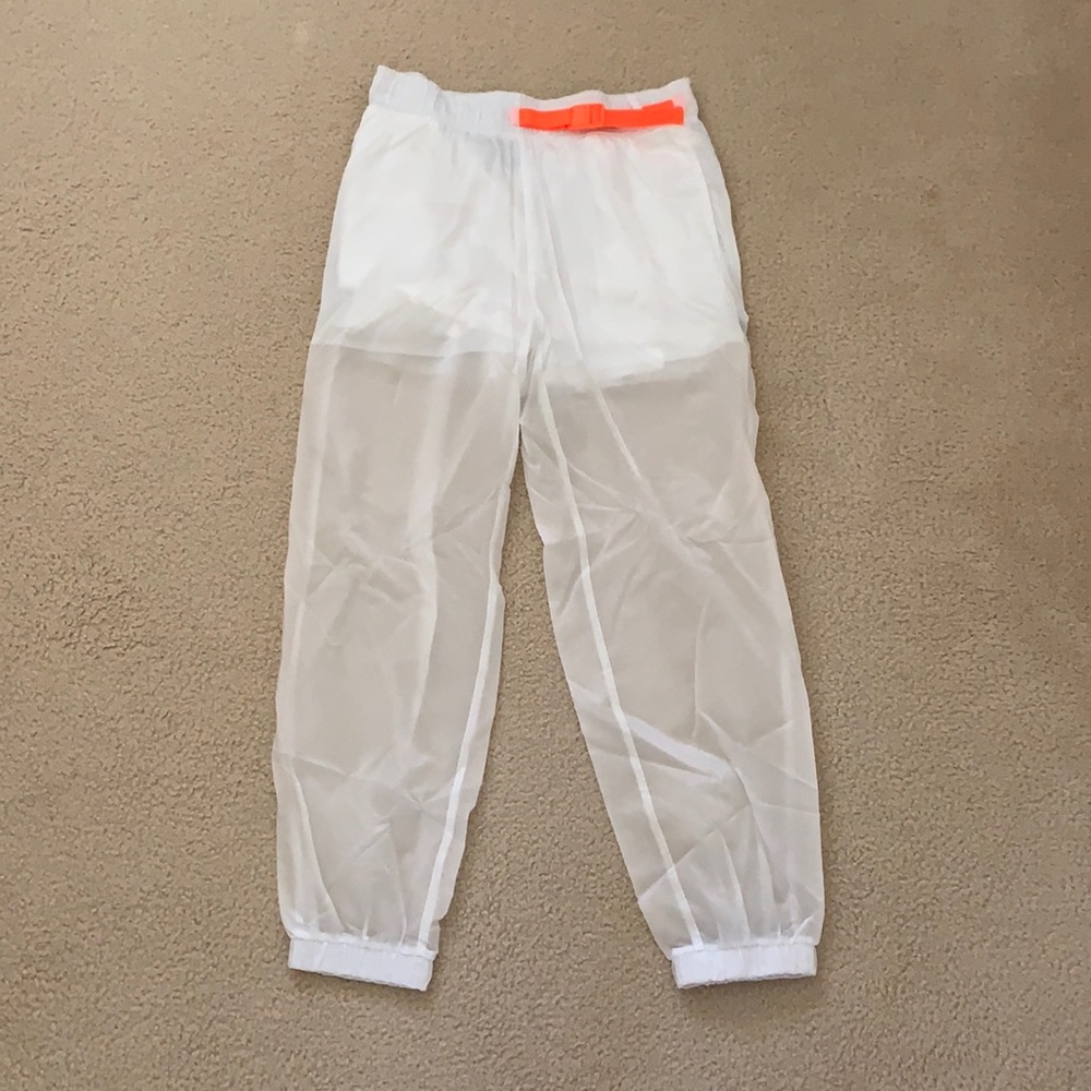 Nike Tech Pack White Sheer Joggers w/ Orange Belt
